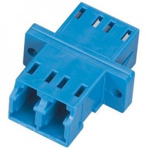 Black Box fiber optic adapter: LC–LC, SC Footprint, Multimode, Duplex, Bronze Sleeve, Plastic Flange - Blauw