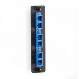 Black Box fiber optic adapter: Standard Adapter Panel, Ceramic Sleeves, (3) Duplex SC Pairs, Blue - Zwart, Blauw