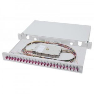 ASSMANN Electronic fiber optic adapter: Professional Fiber Optic Sliding Splice Box, 1U, Equipped, 24x LC, OM4