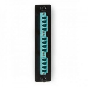 Black Box fiber optic adapter: Standard Adapter Panel, Ceramic Sleeves, (6) LC Duplex Pairs, Aqua - Zwart, Groen