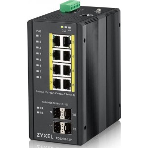 Zyxel RGS200-12P Managed L2 Gigabit Ethernet (10/100/1000) Zwart Power over Ethernet (PoE)