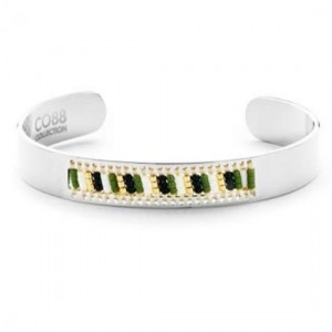 CO88 Collection Serenity 8CB 90131 Stalen Open Bangle met Miyuki Beads - One-size (63x50x10 mm) - Zilverkleurig