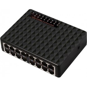 WiseGoods - Premium Netwerk Switch - 16 Poorten - 10/100 Mbps Netwerk - Fast Ethernet - LAN RJ45 - Desktop PC Switcher