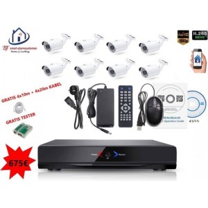 Home-Locking camerasysteem met NVR 2.0MP H265 POE en 8 buitencamera's  2.0MP CS-8-489