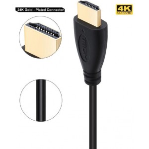 DrPhone Hi-Speed® HDMI naar HDMI kabel - 4K ULTRA HD - 1 Meter - 1.4 - 2.0V Hoge Snelheid - Goud verguld - Zwart