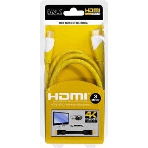 HDMI-kabel 4K Ultra HD, verguld, HighSpeed ​​Ethernet, 3,0 m EAXUS