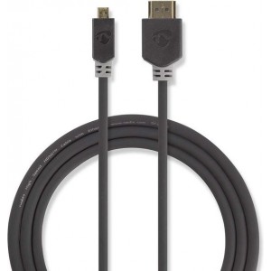 High Speed HDMIâ„¢-kabel met Ethernet | HDMIâ„¢-connector - HDMIâ„¢-micro-connector | 2,0 m | Antraciet