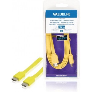 Valueline Vlmb34010y20 Platte High Speed Hdmi Kabel met Ethernet Hdmi-connector - Hdmi-connector 2,00 M Geel