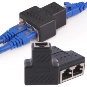 RJ45 Splitter - 1 Naar 2 Netwerk Adapter - LAN Splitter - Ethernet Netwerk Kabel - Connector - Adapter - Zwart