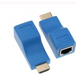 WiseGoods - Premium HDMI Extender - RJ45 Poort - LAN Netwerk - HDMI Uitbreiding tot 30m - UTP Lan - Blauw - 1080p