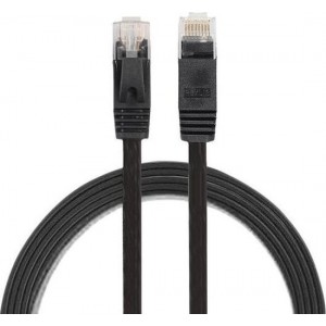 1m CAT6 Ultra dunne Flat Ethernet netwerk LAN kabel (1000Mbps) - Zwart