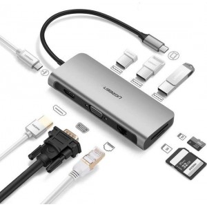 USB-C adapter voor MacBook (Thunderbolt 3) met 4K HDMI & VGA en 7 andere poorten voor elke situatie - 9 in 1 USB-C Adapter Pro