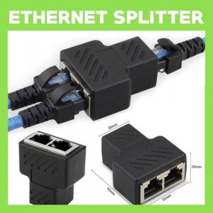 Internet / Netwerk / Ethernet Kabel Splitter zwart | Supersnelle Verdeler Connector / Adapter Voor UTP / FTP / RJ45 / ISDN / LAN