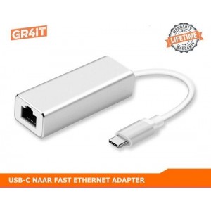 GR4IT USB-C naar Ethernet Lan Netwerk Adapter - 10/100/1000 mbps - Gigabit - Zilver
