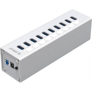 Orico USB 3.0 Hub  10x USB 3.0 poorten - Aluminium - Zilver