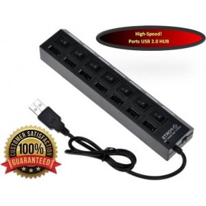 MMOBIEL High Speed 7 Ports 2.0 USB Hub - Multi Oplaadadapter - Aan/Uit Knop - Led Verlichting