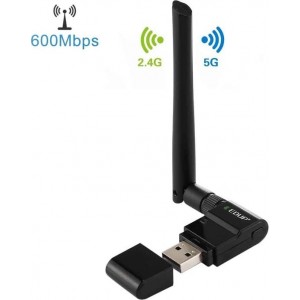 EDUP EP-AC1635 600 Mbps dual-band draadloze 11AC USB Ethernet-adapter 2dBi-antenne voor laptop / pc (zwart)
