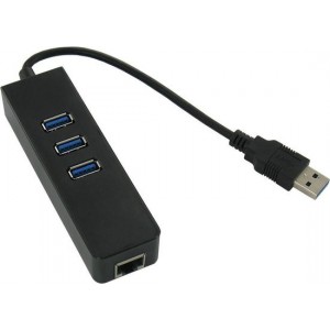 Dolphix USB 3.0 Ethernet Adapter - RJ45, Gigabit - met 3-port USB Hub