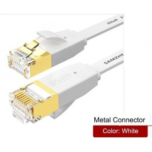DrPhone Ethernetkabel CAT6 Platte RJ45 Lan Netwerk Kabel - 1Gbps (1000 Mbps) - 20 Meter - Wit