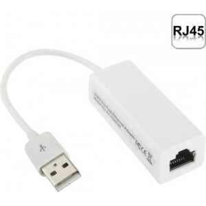 USB 2.0 naar Ethernet Network Adapter | Wit / White|Tot 100MBps|20CM|TrendParts
