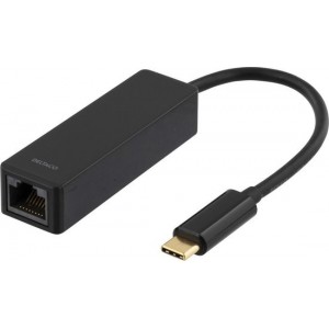 DELTACO USBC-GIGA USB 3.1 Netwerk adapter - Gigabit - 1xRJ45 - Zwart