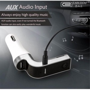 Bluetooth MP3 speler - autolader - met Micro SD slot - inclusief Aux Kabel - Zilver
