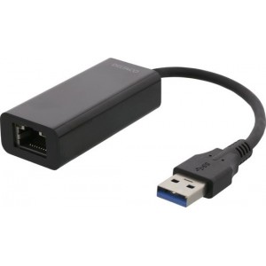 DELTACO USB3-GIGA5 USB 3.1 naar Gigabit Ethernet RJ45 10/100/1000 Mbit adapter macOS, Linux en Windows zwart