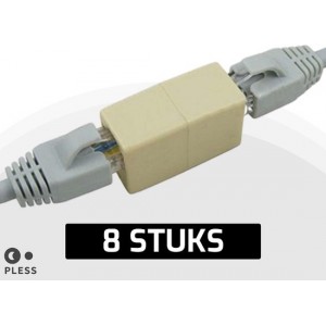 8x UTP - RJ45 Netwerk Ethernet Internet Kabel Verlengstukje Koppelstuk - geschikt voor Cat5/Cat5e/Cat6 - Pless®