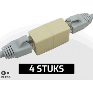 4x UTP - RJ45 Netwerk Ethernet Internet Kabel Verlengstukje Koppelstuk - geschikt voor Cat5/Cat5e/Cat6 - Pless®