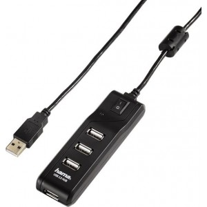 Hama "On/Off switch" USB 2.0 Hub 1:4, bus powered, zwart