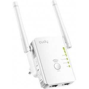 Cudy RE300 - WIFI Range Extender - 300 Mbit/s - Met Lan poorten - Wit