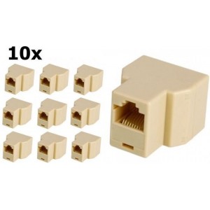 10 Stuks RJ45 Cat5 Cat6 netwerk splitter connector adapter