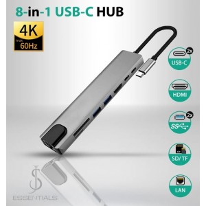 JSE 8-in-1 USB C Hub voor notebooks en macbooks - USB C naar HDMI - USB C Hub - 4K UHD