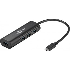 Goobay USB-C naar 4x USB Hub - USB3.0 / zwart - 0,15 meter