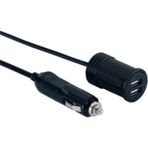autolader USB dubbel met snoer 12 Volt Volt 3,1A zwart