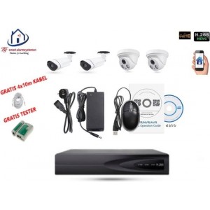 Home-Locking camerasysteem met bewegingsdetectie en NVR 5.0MP H265 POE met 2 binnen en 2 buitencamera's 1944P 5.0MP CS-4-1406