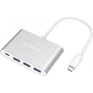 Orico USB-C Hub  3x USB 3.0 en Power Delivery - Aluminium - Zilver