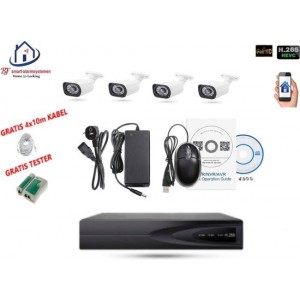 Home-Locking camerasysteem met bewegingsdetectie en NVR 5.0MP H265 POE en 4 buitencamera's 1944P 5.0MP CS-4-1430