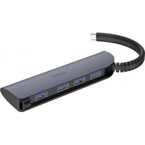 HOCO HB12 Victory - USB-C 4-Poort Hub - USB-C naar 4-poort USB 3.0 Hub - Grijs