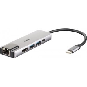 D-Link DUB-M520 notebook dock & poortreplicator Bedraad Thunderbolt 3 Aluminium, Zwart