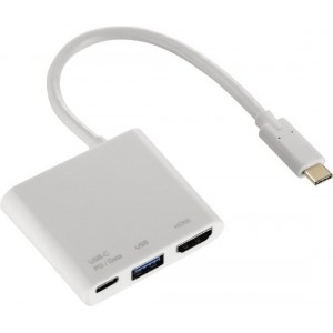 Hama 00135728 kabeladapter/verloopstukje USB 3.1-C HDMI/USB 3.1-C/USB 3.1-A Wit