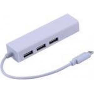 USB 3.1(C) Gigabit LAN Ethernet Adapter + 3 Poorts USB Hub