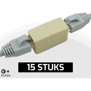 15x UTP - RJ45 Netwerk Ethernet Internet Kabel Verlengstukje Koppelstuk - geschikt voor Cat5/Cat5e/Cat6 - Pless®