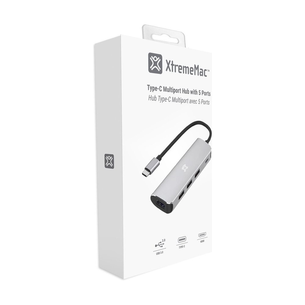 Type-C Multiport Hub met 5 Ports, 3 x USB 3.0, HDMI, USB-C