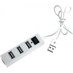 Coretek USB hub met 4 poorten en aan/uit schakelaar - USB2.0 - busgevoed / wit - 0,25 meter