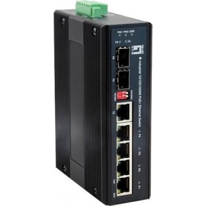LevelOne netwerk-switches 4x PoE 10/100/1000Base-T, 1x Gigabit Combo RJ45/SFP, 1x 100/1000Base-X SFP, 1024 MAC, 12Gbps