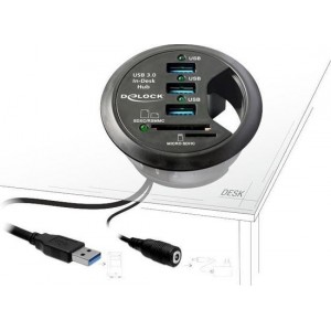 Delock Tisch-Hub 3 Port USB 3.0 + 2 Slot SD Card Reader