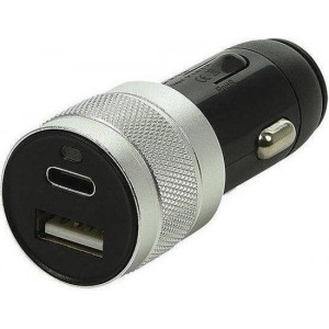 ProPlus autolader USB type A + C 2-weg 12V/24V 3,1 Ampère zwart