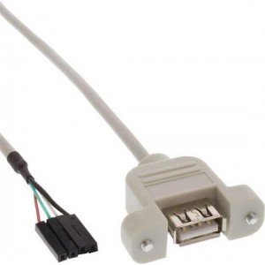 USB2.0 Pin Header 4p vrouwelijk - USB-A vrouwelijk met montagemogelijkheid - 0,60 meter