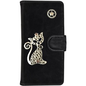 MP Case® PU Leder Mystiek design Zwart Hoesje voor Apple iPhone 7 Plus / 8 Plus Kat Figuur book case wallet case